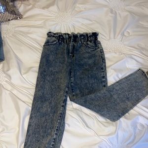 Acid wash high waisted jeans